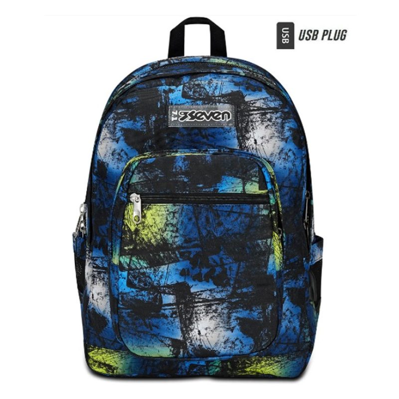Seven Seven Zaino Scuola Doppio Scomparto Freethink boy Ocean Blue ...