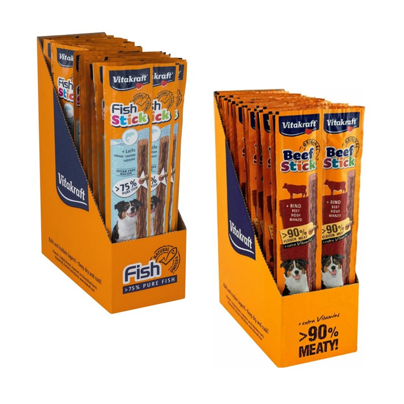 Vitakraft Beef Stick di manzo pesce alimento per cani cane 50 Bastoncini da 12 g