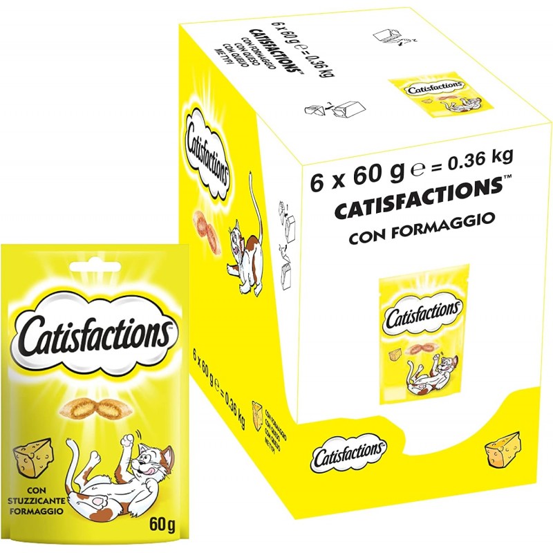 CATISFACTION Snack biscottini per gatto 6 confezioni da 60GR formaggio