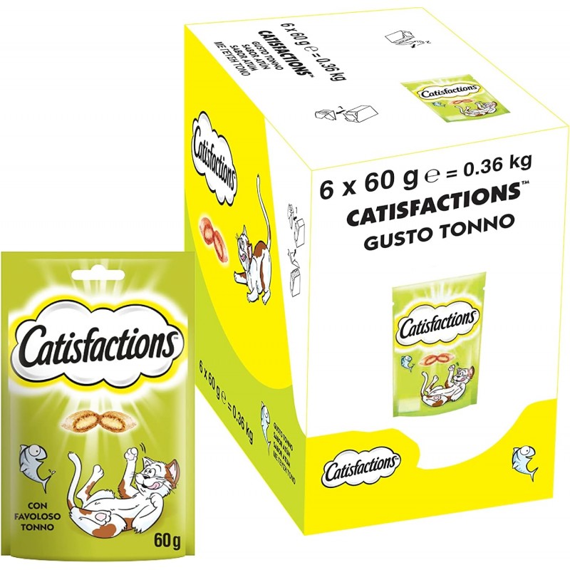 CATISFACTION Snack al tonno biscottini per gatto 6 confezioni da 60GR gatti