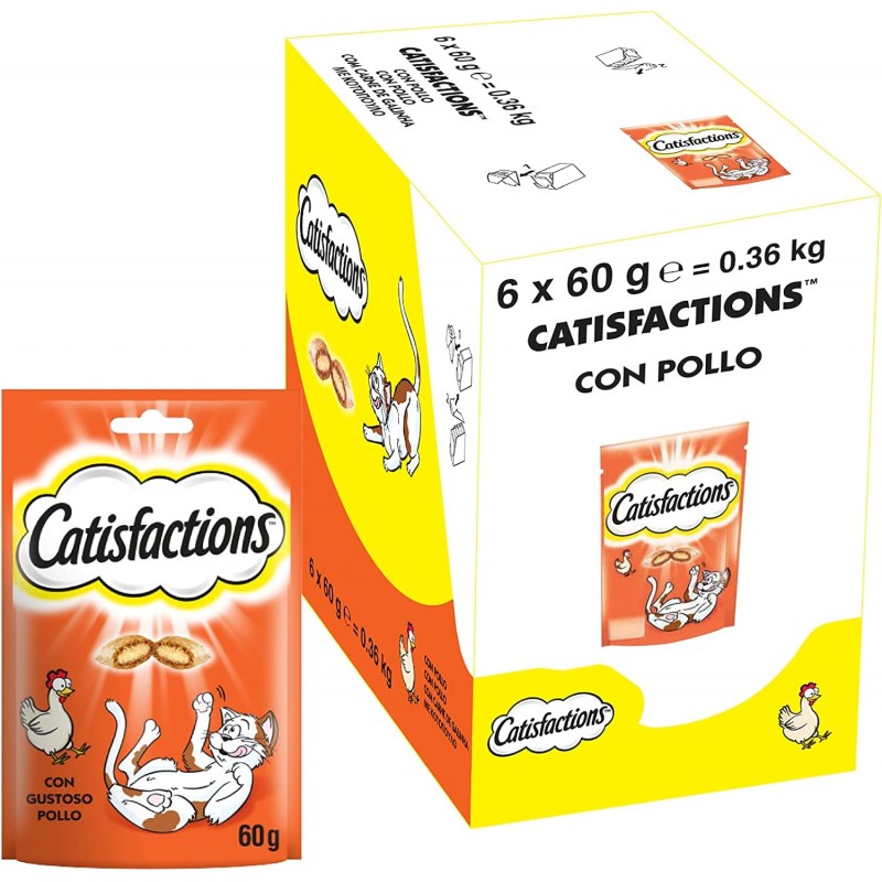 CATISFACTION Snack biscottini per gatto 6 confezioni da 60 GR al pollo
