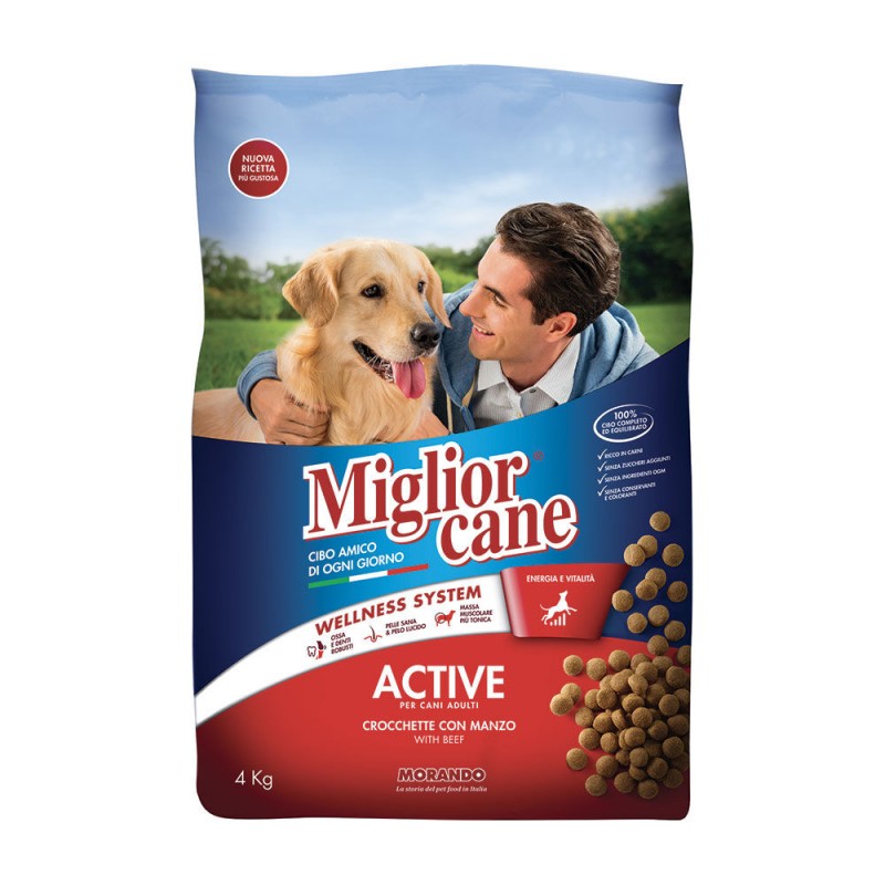 Miglior Cane crocchette Active con manzo 4 KG cibo cani adulti wellness system