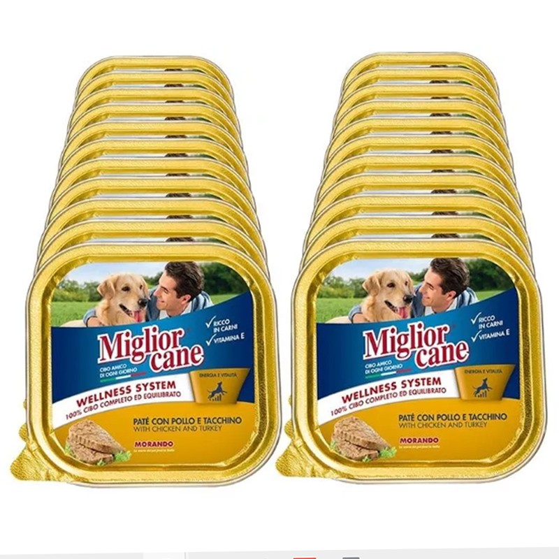 Set 22 MIGLIOR CANE Patè' con pollo e tacchino vaschette da 150 grammi