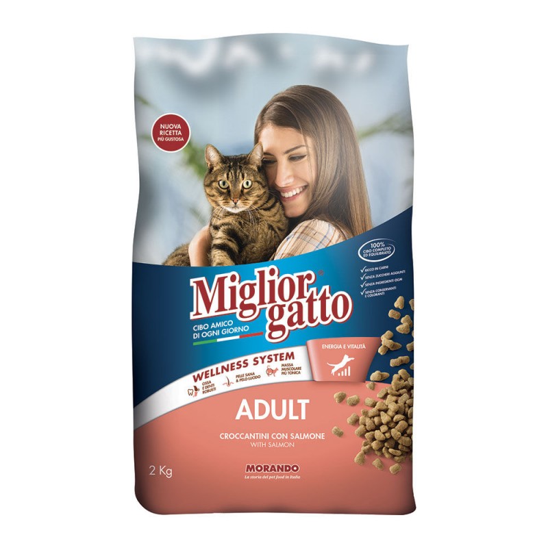 MIGLIOR GATTO Croccantini con salmone 2 Kg cibo secco per gatti adulti