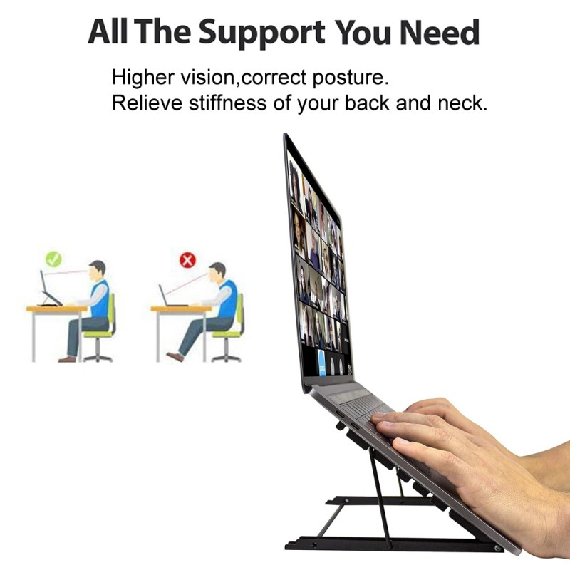 Supporto Per Notebook Slabo In Alluminio – Regolabile E Antiscivolo – Nero, Compatibile MacBook E Laptop