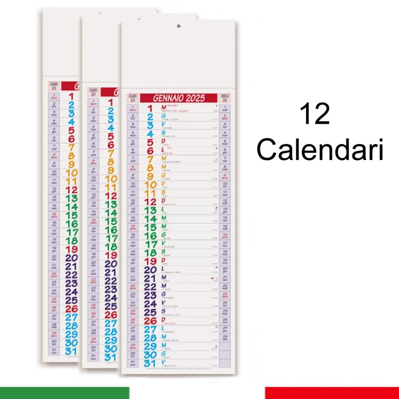 Calendario muro Olandese lungo e stretto 2025 ufficio casa pratico 12 Pezzi