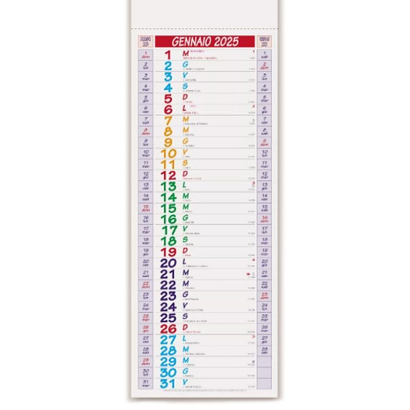 Harty Calendario muro Olandese lungo e stretto 2025 ufficio casa pr...