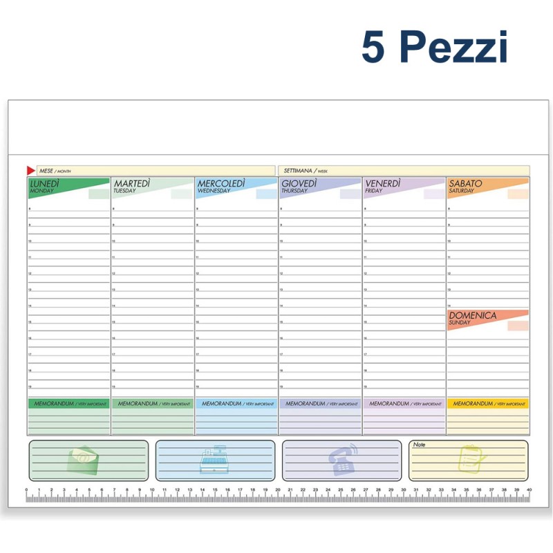 Planning settimanale maxi da Tavolo 5 PZ per Scrivania Ufficio Organizer casa