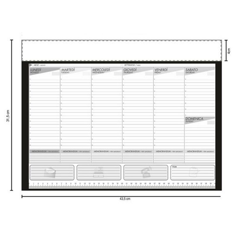 Planning settimanale maxi da Tavolo 5 PZ per Scrivania Ufficio Orga...