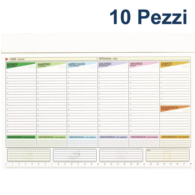Planning settimanale Da Tavolo 10 PZ per Scrivania Ufficio Organizer 30x21 cm