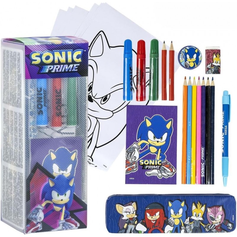 Sonic prime Set Cartoleria Da Colorare Per bambini arte scuola cancelleria