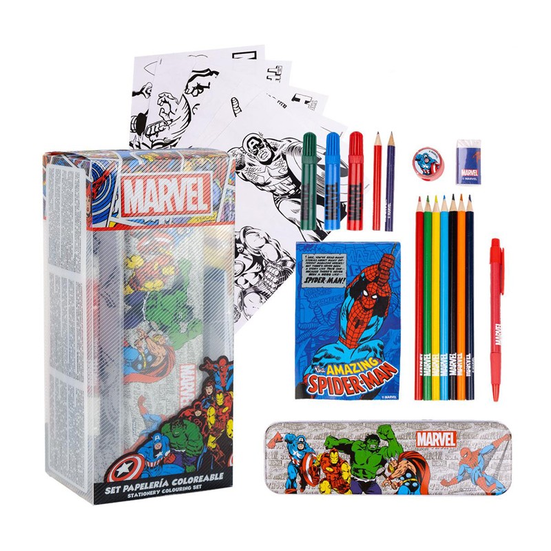 Marvel Set Cartoleria Da Colorare Supereroi Per bambini arte scuola cancelleria