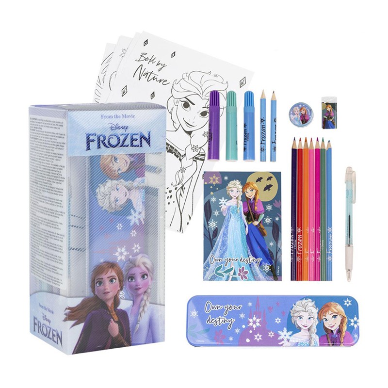 Frozen Set Cartoleria Con Pennarelli Colori Bambini colorare principesse Disney