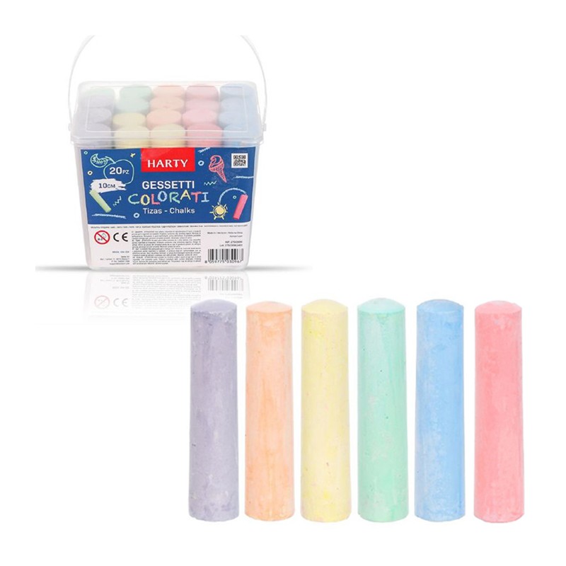 Set Confezione 20 Maxi Gessi Gessetti colorati scuola disegno lavagna Bambini