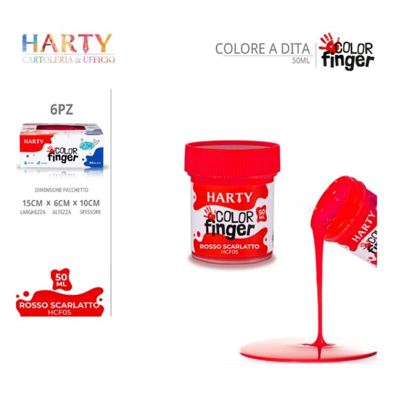 Harty Colori a dita 6 colori da 50 ml in barattoli per bambini lava...