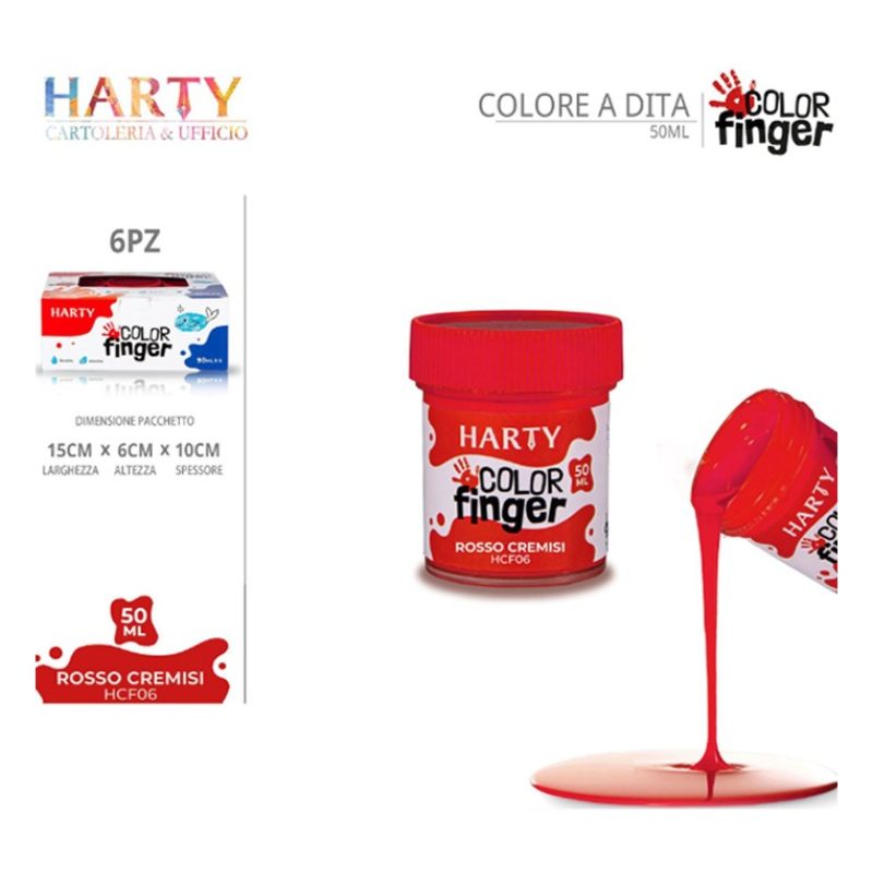 Harty Colori a dita 6 colori da 50 ml in barattoli per bambini lava...