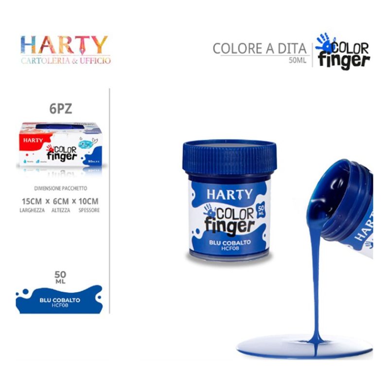 Harty Colori a dita 6 colori da 50 ml in barattoli per bambini lava...