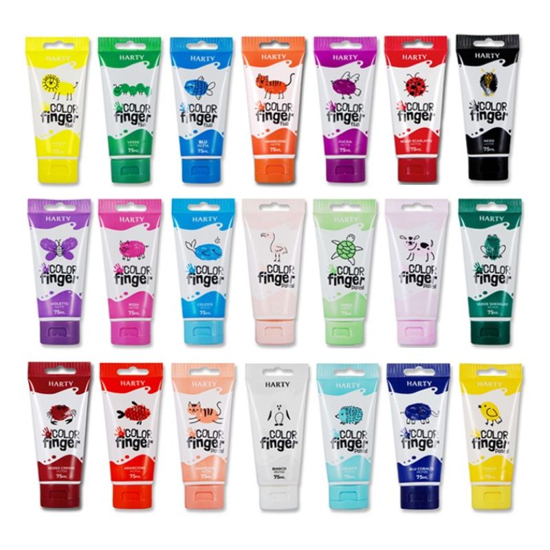 Harty Colori a dita 6 colori da 75 ml in tubetti per bambini lavabi...