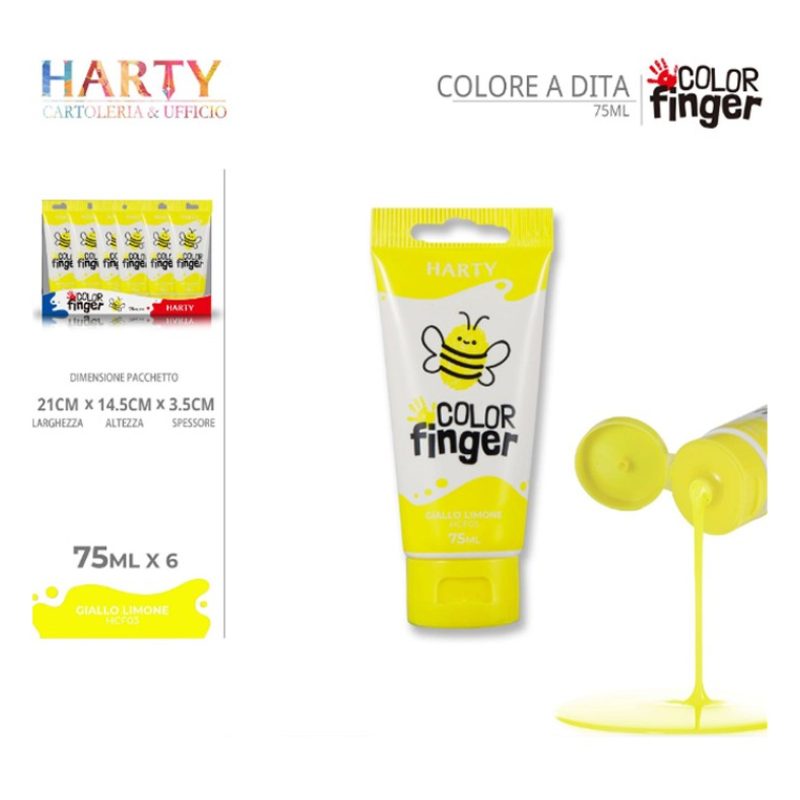 Harty Colori a dita 6 colori da 75 ml in tubetti per bambini lavabi...