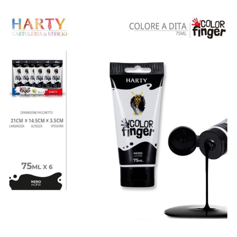 Harty Colori a dita 6 colori da 75 ml in tubetti per bambini lavabi...