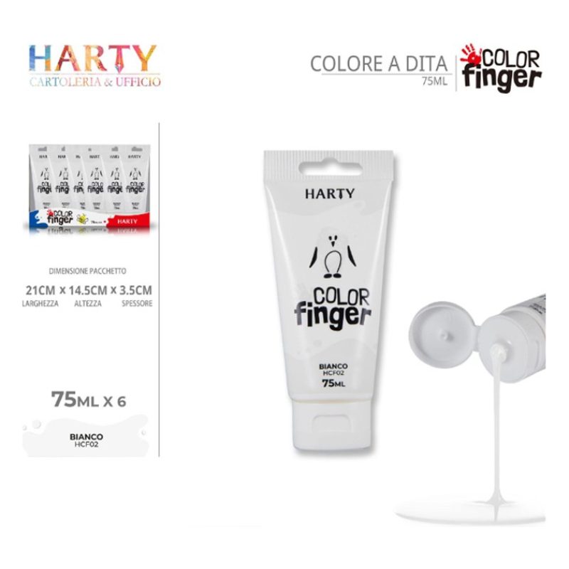 Harty Colori a dita 6 colori da 75 ml in tubetti per bambini lavabi...