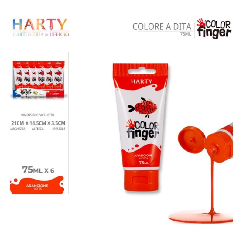 Harty Colori a dita 6 colori da 75 ml in tubetti per bambini lavabi...