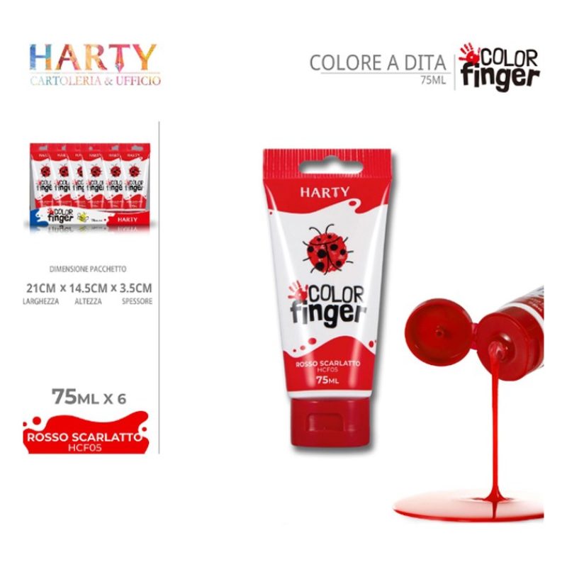 Harty Colori a dita 6 colori da 75 ml in tubetti per bambini lavabi...