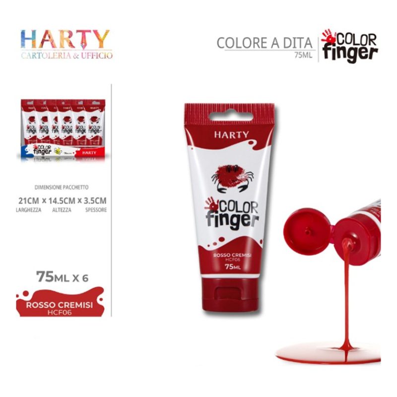 Harty Colori a dita 6 colori da 75 ml in tubetti per bambini lavabi...
