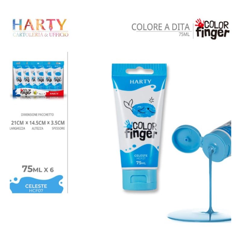 Harty Colori a dita 6 colori da 75 ml in tubetti per bambini lavabi...