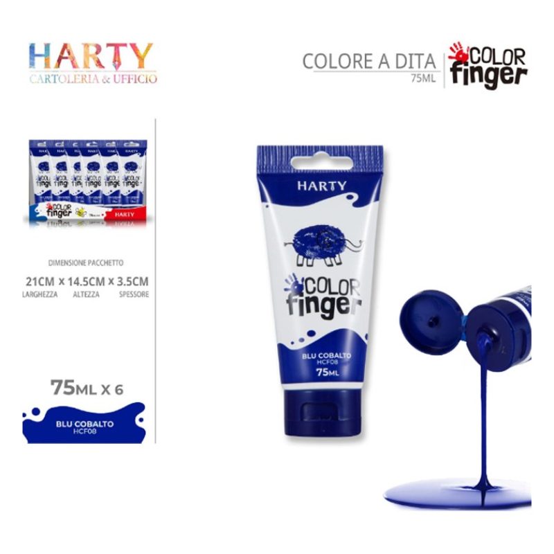Harty Colori a dita 6 colori da 75 ml in tubetti per bambini lavabi...