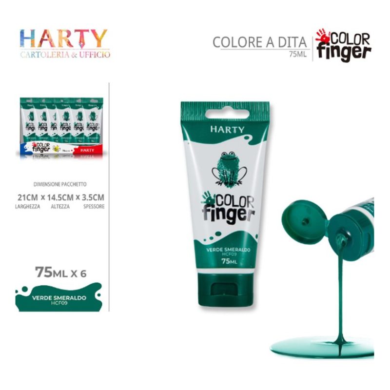 Harty Colori a dita 6 colori da 75 ml in tubetti per bambini lavabi...