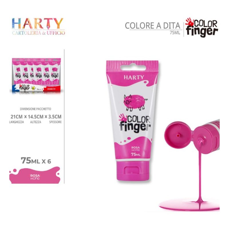 Harty Colori a dita 6 colori da 75 ml in tubetti per bambini lavabi...