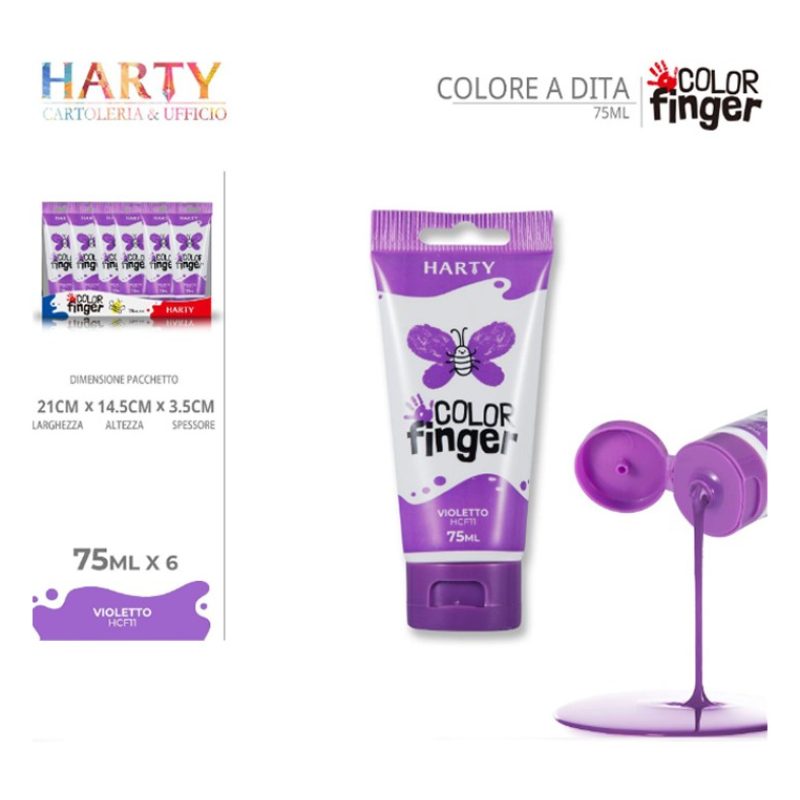 Harty Colori a dita 6 colori da 75 ml in tubetti per bambini lavabi...