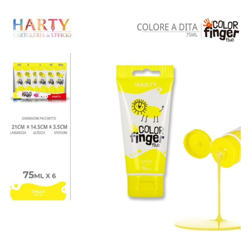 Harty Colori a dita 6 colori da 75 ml in tubetti per bambini lavabi...
