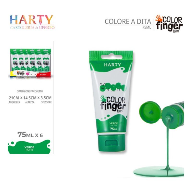 Harty Colori a dita 6 colori da 75 ml in tubetti per bambini lavabi...