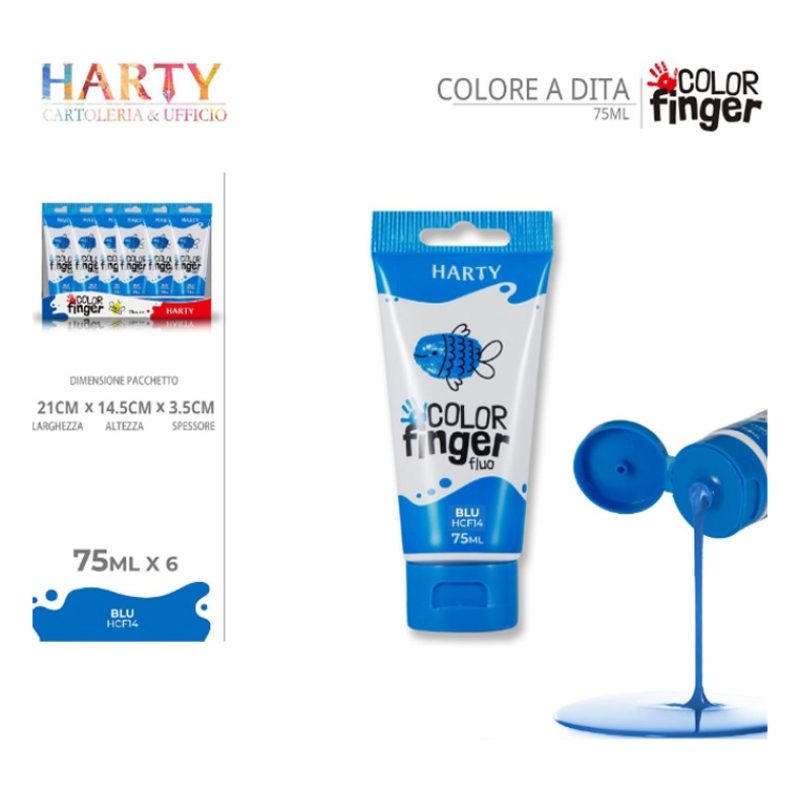 Harty Colori a dita 6 colori da 75 ml in tubetti per bambini lavabi...