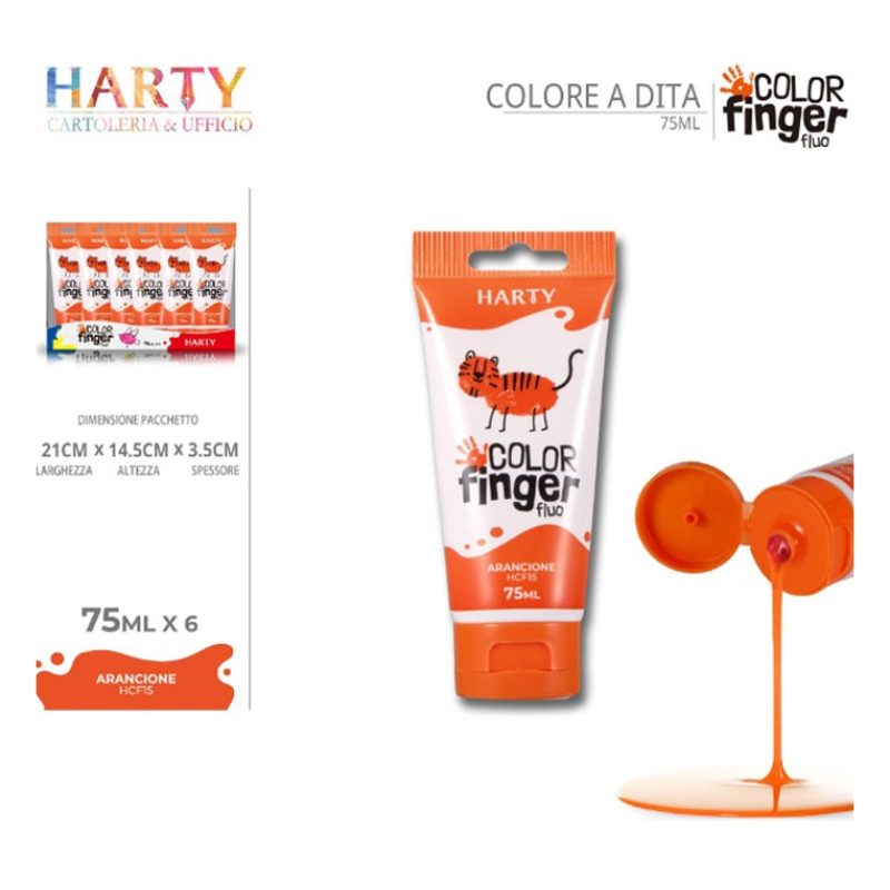 Harty Colori a dita 6 colori da 75 ml in tubetti per bambini lavabi...
