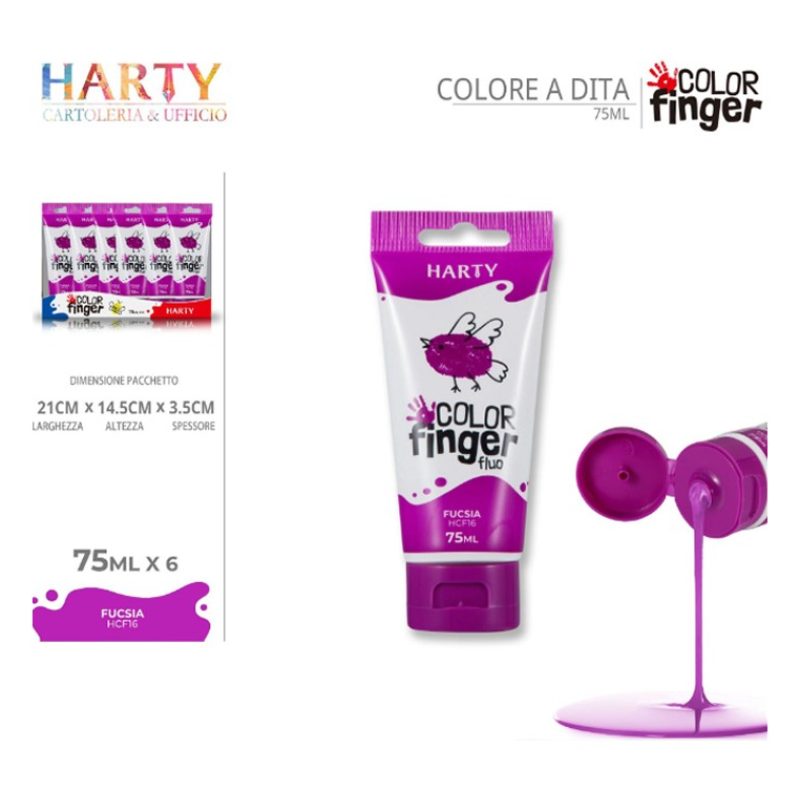 Harty Colori a dita 6 colori da 75 ml in tubetti per bambini lavabi...