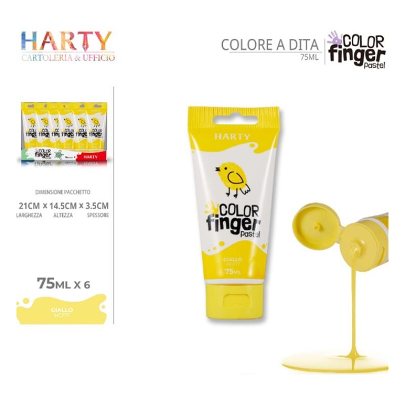 Harty Colori a dita 6 colori da 75 ml in tubetti per bambini lavabi...