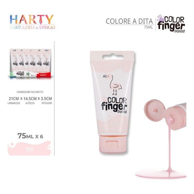 Harty Colori a dita 6 colori da 75 ml in tubetti per bambini lavabi...