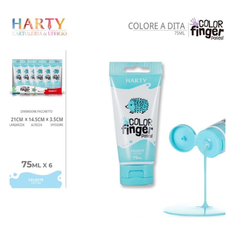 Harty Colori a dita 6 colori da 75 ml in tubetti per bambini lavabi...