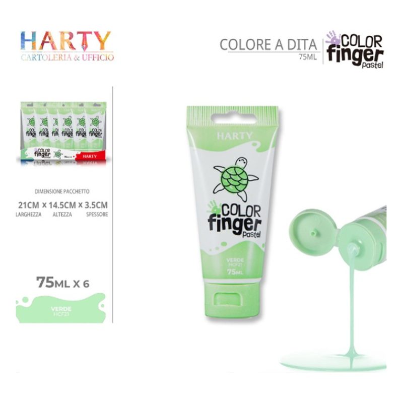Harty Colori a dita 6 colori da 75 ml in tubetti per bambini lavabi...