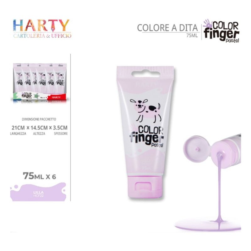 Harty Colori a dita 6 colori da 75 ml in tubetti per bambini lavabi...