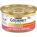 Gourmet Gold 24 Lattine da 85 g Cibo Umido per Gatti Gusto trota e verdure