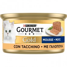 Purina Gourmet Gold Mousse Cibo Umido per Gatti con Tacchino, 24 Lattine da 85 g
