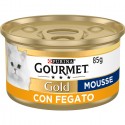 Purina Gourmet Gold Mousse cibo umido Gatto con fegato, 24 Lattine da 85 g