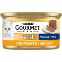 Purina Gourmet Gold Mousse cibo umido Gatto con fegato, 24 Lattine da 85 g