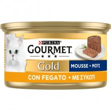 Purina Gourmet Gold Mousse cibo umido Gatto con fegato, 24 Lattine da 85 g