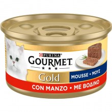 Purina Gourmet Gold Mousse cibo umido Gatto con manzo, 24 Lattine da 85 g