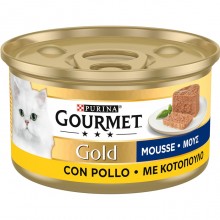 Purina Gourmet Gold Mousse cibo umido Gatto con pollo, 24 Lattine da 85 g